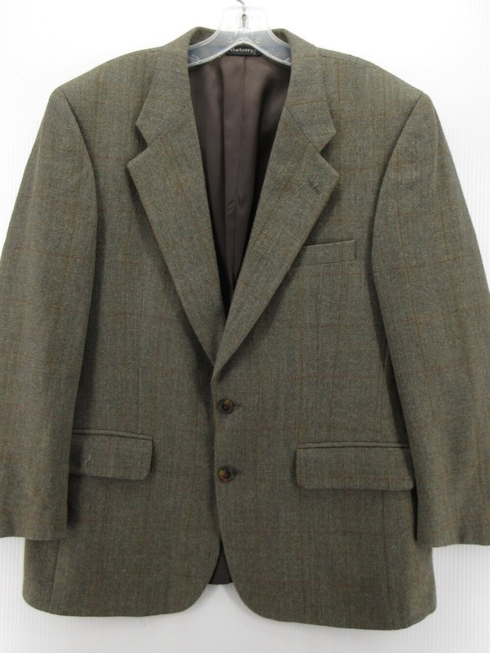 VINTAGE Burberrys Sport Coat 42 Blazer Wool Tweed Windowpane USA *